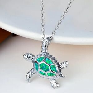 Cute GREEN Little Turtle Pendant Necklace For Girls